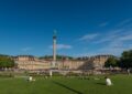 stuttgart, new lock, schlossplatz, anniversary pillar, sightseeing, historical, germany, building, stuttgart, stuttgart, stuttgart, stuttgart, stuttgart