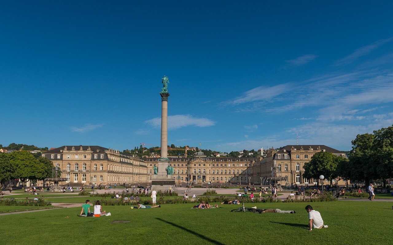 stuttgart, new lock, schlossplatz, anniversary pillar, sightseeing, historical, germany, building, stuttgart, stuttgart, stuttgart, stuttgart, stuttgart